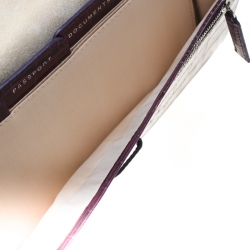 Pre Owned Aspinal of London Purple Croc Embossed Leather Classic Travel Wallet