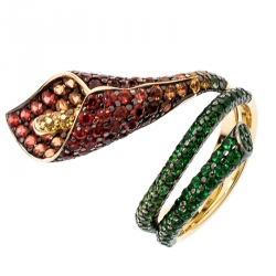 Asprey Lily Multicolor Gemstone 18k Yellow Gold Cocktail Ring Size 52