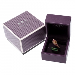 Asprey Lily Multicolor Gemstone 18k Yellow Gold Cocktail Ring Size 52