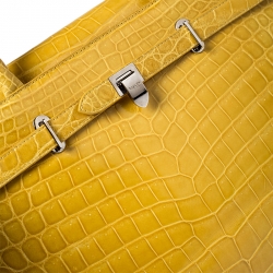 Asprey Yellow Crocodile Leather Darcy Tote
