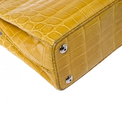 Asprey Yellow Crocodile Leather Darcy Tote