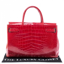 Asprey Red Alligator Leather Darcy Tote
