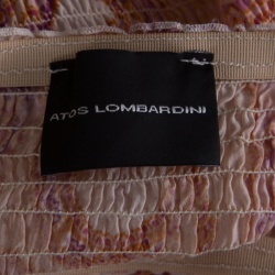 Atos Lombardini Multicolor Paisley Print Smocked Hem Strapless Dress M