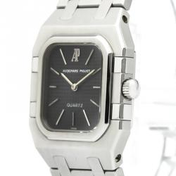 Pre Owned Audemars Piguet Black Stainless Steel Royal Oak Quartz Women's Wristwatch 25MM