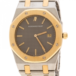 Pre Owned Audemars Piguet Grey Stainless Steel and 18K Rose Gold Royal Oak Women's Wristwatch 33 mm