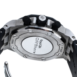 Pre Owned Audemars Piguet Black Stainless Steel Diamonds Royal Oak Offshore 26048SK.ZZ.D002CA.01 Women's Wristwatch 37 mm