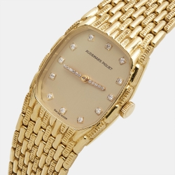 مملوكة مسبقًا Audemars Piguet Champagne Diamond 18K Yellow Gold Women's Wristwatch 21 mm