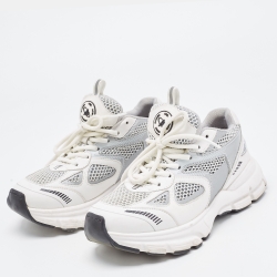 Pre Owned Axel Arigato White/Grey Leather and Mesh Marathon Runner Sneakers Size 35