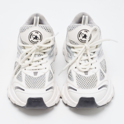Pre Owned Axel Arigato White/Grey Leather and Mesh Marathon Runner Sneakers Size 35