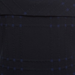 Badgley Mischka Navy Blue and Black Jacquard Knit Cold Shoulder Dress M