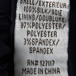 Pre Owned Badgley Mischka Navy Blue Silk Draped Embellished Cuff Detail Gown S