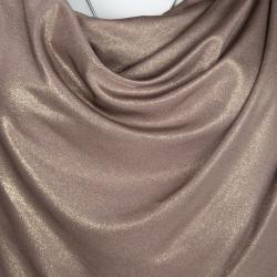 Badgley Mischka Metallic Pink Knit Embellished Draped Sleeveless Gown L