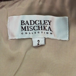 Pre Owned Badgley Mischka Collection Floral Printed Organza Contrast Belted Ball Gown S