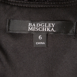 Pre Owned Badgley Mischka Black Velvet Floral Applique Lace Popover Gown M