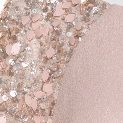 Badgley Mischka Collection Pale Pink Textured Crepe Sequin Embellished Gown M 