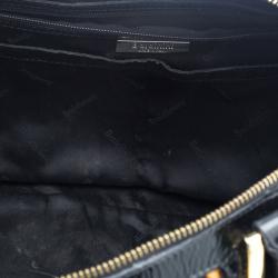 Baldinini Black Leopard Print Calfhair and Patent Leather Satchel