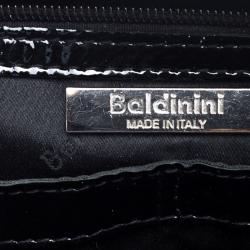 Baldinini Black Leopard Print Calfhair and Patent Leather Satchel
