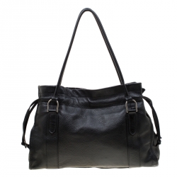 Pre Owned Baldinini Black Leather Shopper Tote