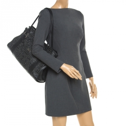 Pre Owned Baldinini Black Leather Shopper Tote