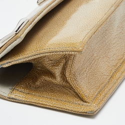 Pre Owned Baldinini Olive Green Patent Leather Flap Shoulder Bag