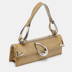 Pre Owned Baldinini Olive Green Patent Leather Flap Shoulder Bag