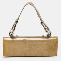 Pre Owned Baldinini Olive Green Patent Leather Flap Shoulder Bag