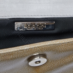 Pre Owned Baldinini Olive Green Patent Leather Flap Shoulder Bag