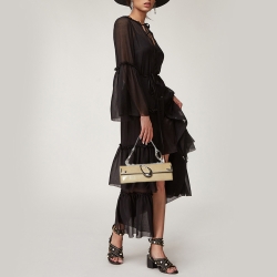 Pre Owned Baldinini Olive Green Patent Leather Flap Shoulder Bag