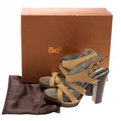 Baldinini Beige Leather Strappy Platform Sandals Size 36