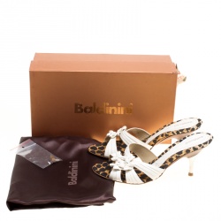 Baldinini White Pleated Leather Peep Toe Slides Size 36