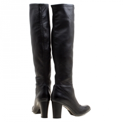 Baldinini Black Leather Knee High Boots Size 41