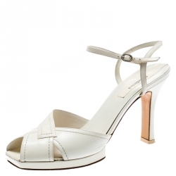 Baldinini White Leather Ankle Strap Sandals Size 39