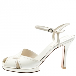 Baldinini White Leather Ankle Strap Sandals Size 39