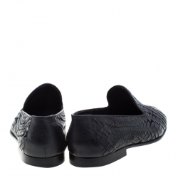 Baldinini Black Woven Leather Loafers Size 39