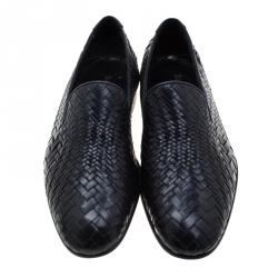 Baldinini Black Woven Leather Loafers Size 39