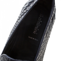 Baldinini Black Woven Leather Loafers Size 39