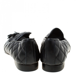 Baldinini Black Quilted Leather Loafers Size 36