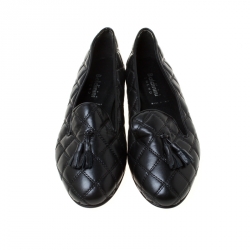 Baldinini Black Quilted Leather Loafers Size 36