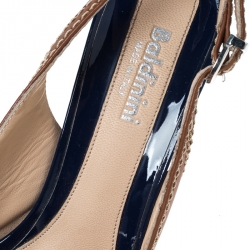 Baldinini Brown Leather Buckle Peep Toe Slingback Pumps Size 36