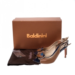 Baldinini Brown Leather Buckle Peep Toe Slingback Pumps Size 36