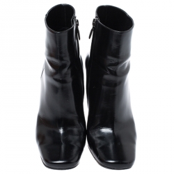 Baldinini Black Leather Tribal Block Heel Ankle Boots Size 39