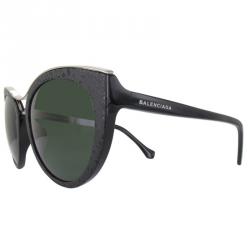 Pre Owned Balenciaga Shiny Black/Green BA0033 Cat Eye Sunglasses