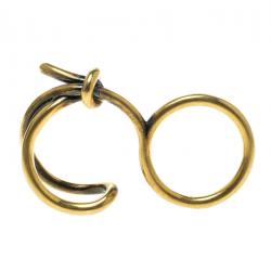 Pre Owned Balenciaga Asymmetric Bow Gold Tone Double Ring