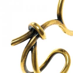 Pre Owned Balenciaga Asymmetric Bow Gold Tone Double Ring