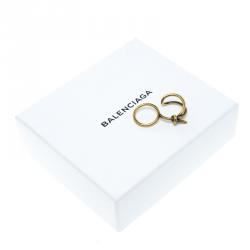 Pre Owned Balenciaga Asymmetric Bow Gold Tone Double Ring