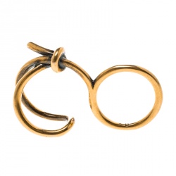 Balenciaga Asymmetric Bow Gold Tone Double Ring