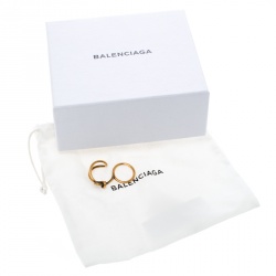 Balenciaga Asymmetric Bow Gold Tone Double Ring
