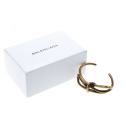 Balenciaga Bow Boucle Gold Tone Open Cuff Bracelet Size M