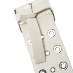 Pre Owned Balenciaga Off White Leather Eyelet Belt 85cm
