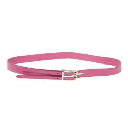 Pre Owned Balenciaga Pink Leather B Buckle Belt 95 CM